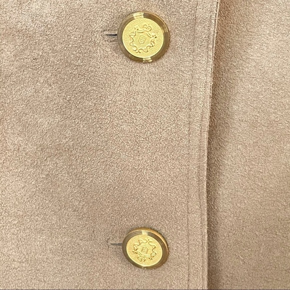 Vintage Abe Schrader Ultra Suede Peak Lapel Button Front Blazer Jacket Tan Small - Picture 8 of 16